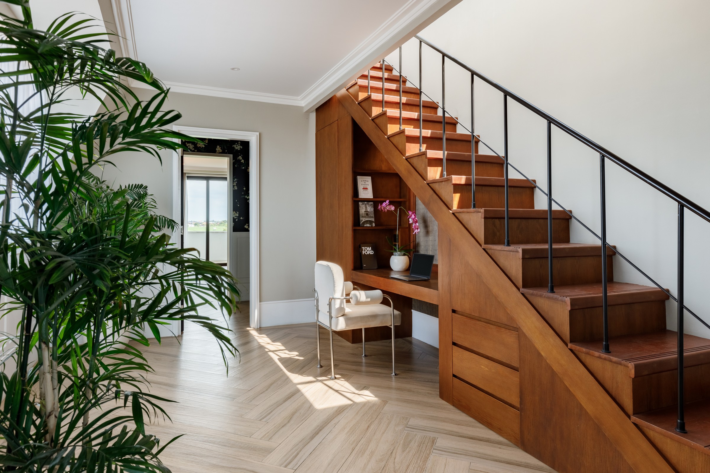 Under-stair workspace at Mayfair Place